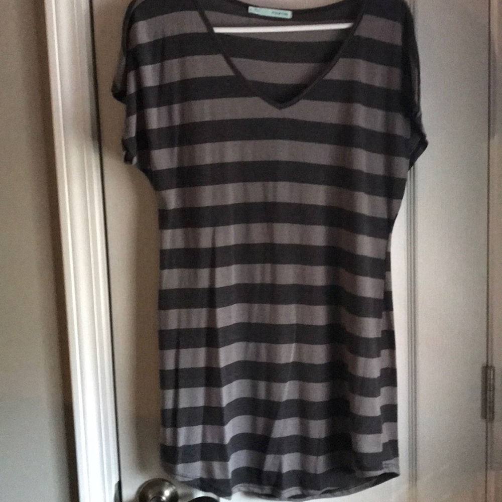 Short sleeve black and grey tunic cotton